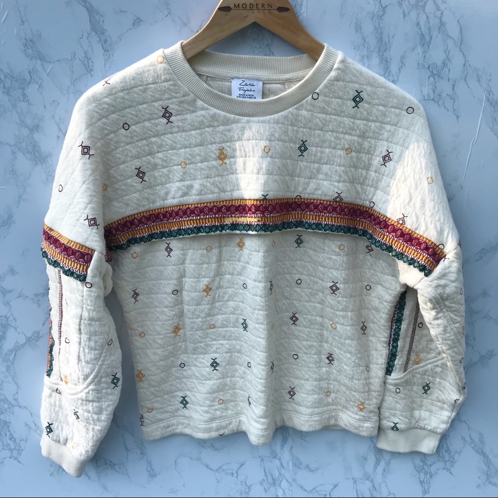Zara | Trafaluc Creme Cotton Knit Sweater - Picture 2 of 8
